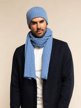 Napoli (light blue) - Italian 100% cashmere ribbed scarf (unisex)