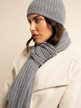 Napoli (light grey) - Italian 100% cashmere ribbed scarf (unisex)
