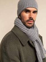 Napoli (light grey) - Italian 100% cashmere ribbed scarf (unisex)