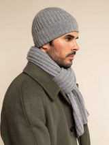 Napoli (light grey) - Italian 100% cashmere ribbed scarf (unisex)