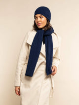 Napoli (navy blue) - Italian 100% cashmere ribbed scarf (unisex) - Leather Gloves Online - Flyclothing LLC