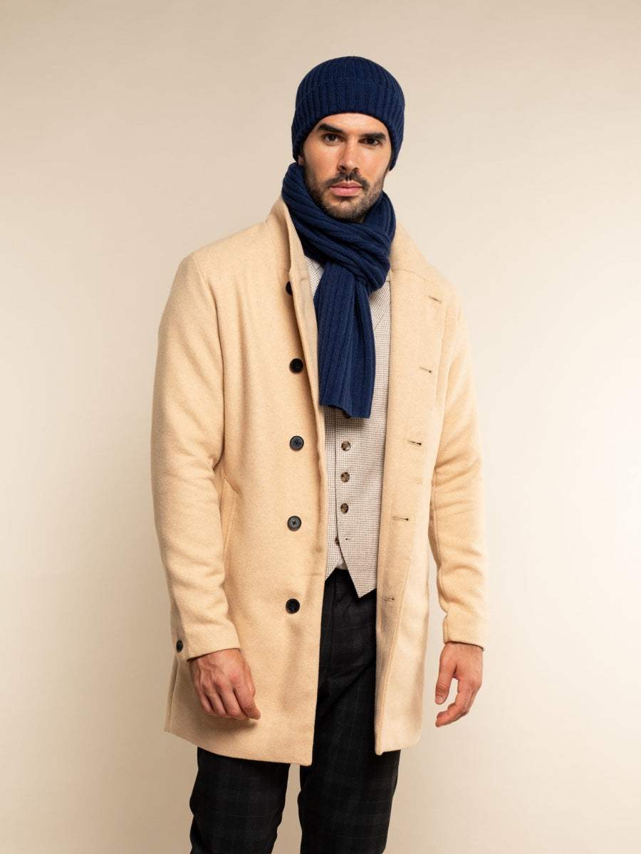 Napoli (navy blue) - Italian 100% cashmere ribbed scarf (unisex) - Leather Gloves Online - Flyclothing LLC