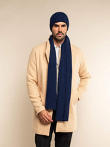 Napoli (navy blue) - Italian 100% cashmere ribbed scarf (unisex) - Leather Gloves Online - Flyclothing LLC