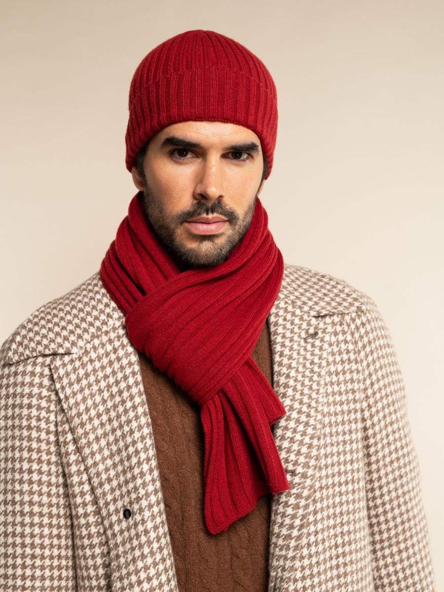 Napoli (red) - Italian 100% cashmere ribbed scarf (unisex)