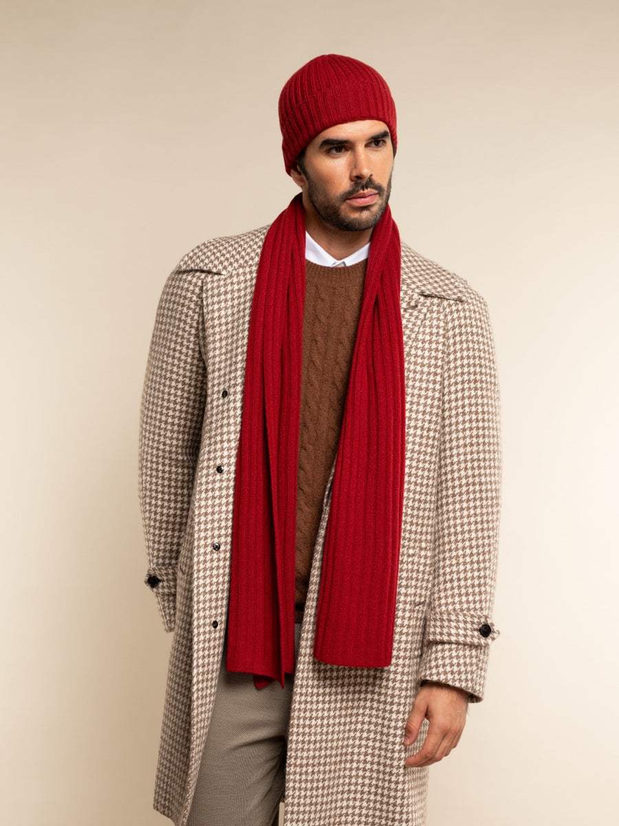 Napoli (red) - Italian 100% cashmere ribbed scarf (unisex)