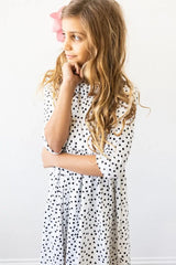 Scattered Dot 3/4 Sleeve Pocket Twirl Dress - Mila & Rose ® - Flyclothing LLC