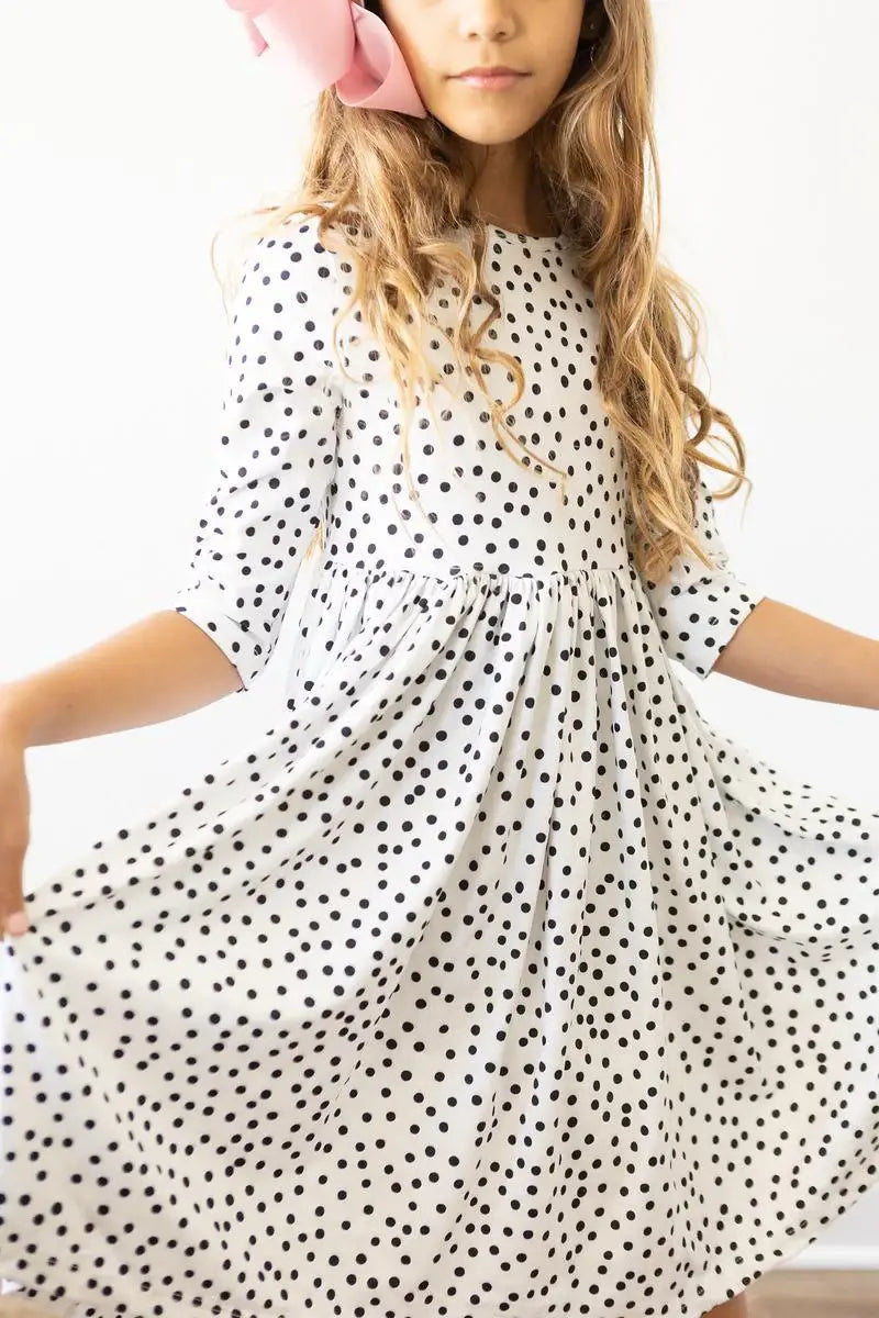Scattered Dot 3/4 Sleeve Pocket Twirl Dress - Mila & Rose ® - Flyclothing LLC