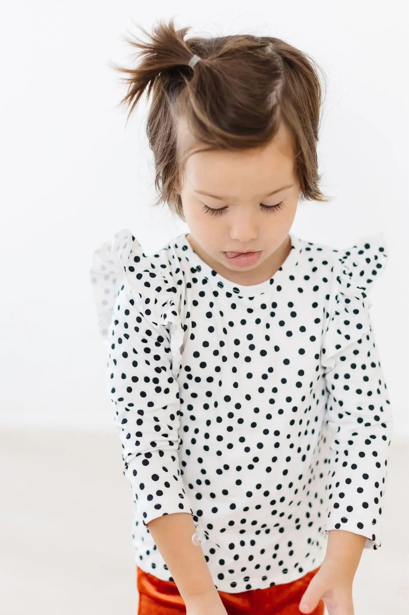 Scattered Dot L/S Ruffle Tee - Mila & Rose ® - Flyclothing LLC