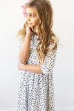 Scattered Dot 3/4 Sleeve Pocket Twirl Dress - Mila & Rose ® - Flyclothing LLC