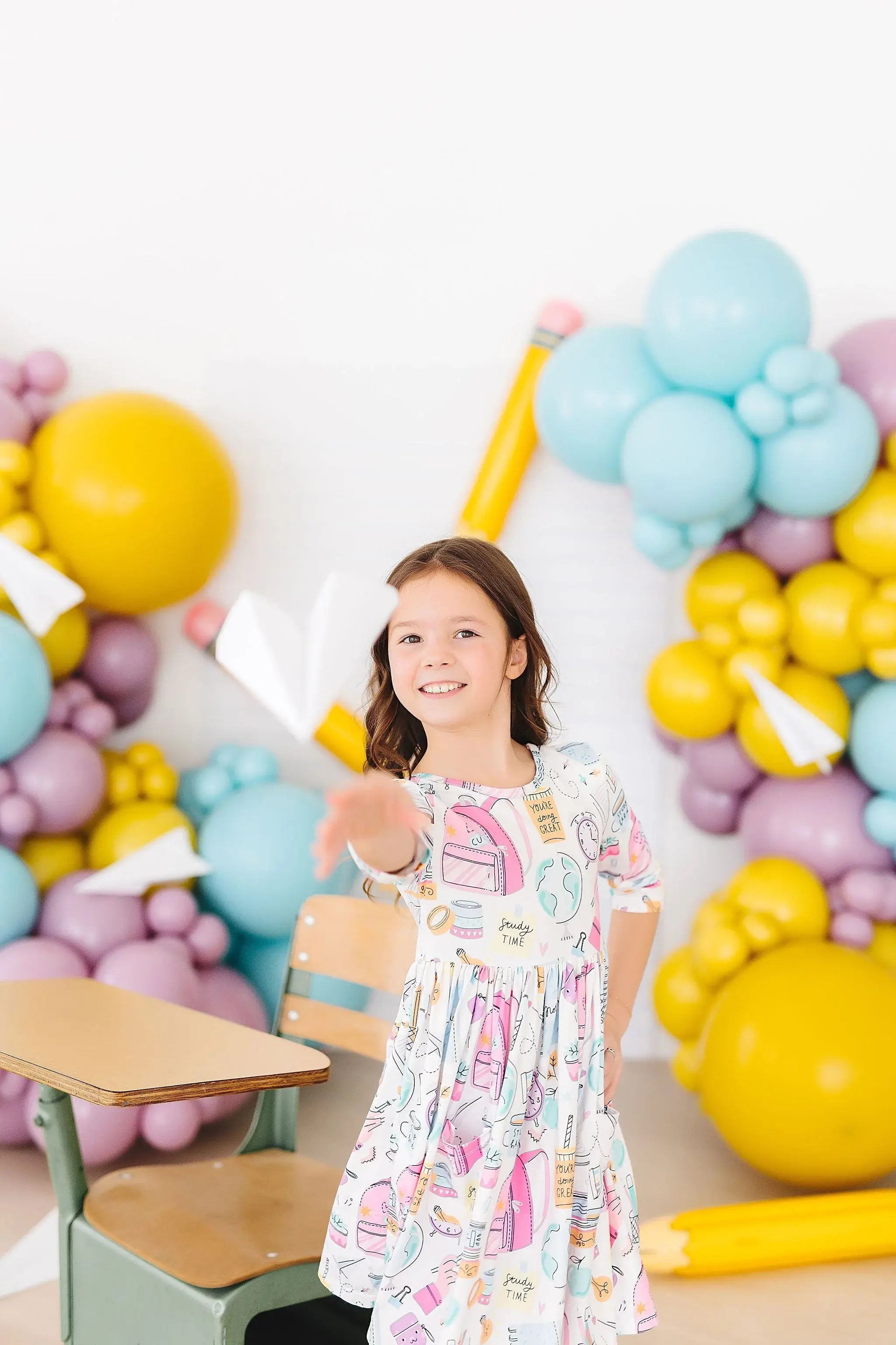 School is Cool 3/4 Sleeve Pocket Twirl Dress - Mila & Rose ® - Flyclothing LLC