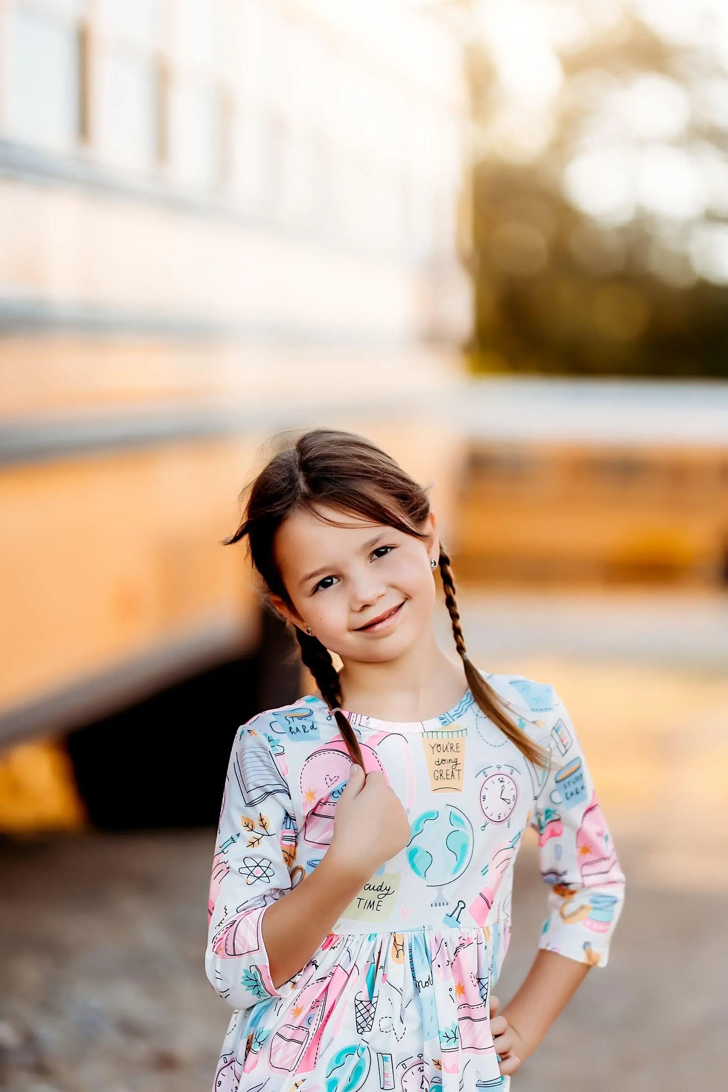 School is Cool 3/4 Sleeve Pocket Twirl Dress - Mila & Rose ® - Flyclothing LLC