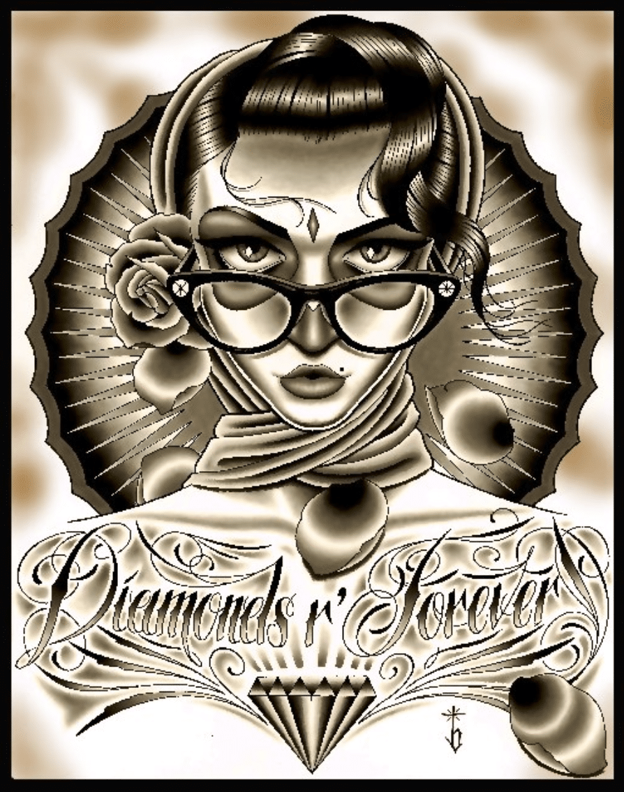 Black Market Art Company Diamonds R Forever Black Print