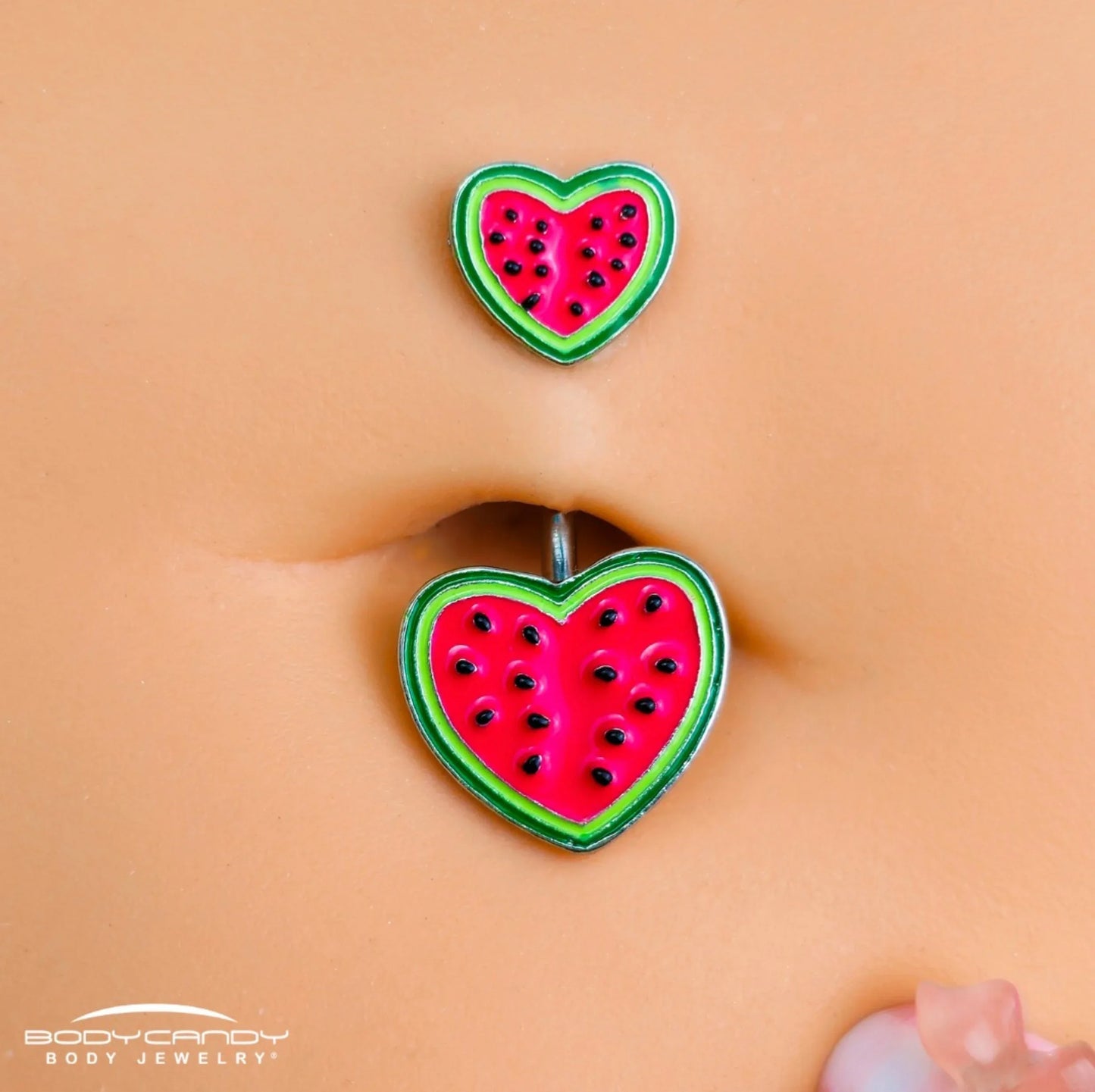 Watermelon Hearts Double Mount Belly Ring - BodyCandy - Flyclothing LLC