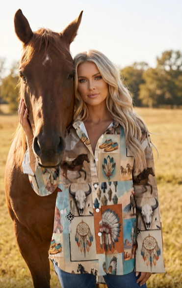 Baha Ranch Bohemian Dreams Cowgirl Button Up Blouse