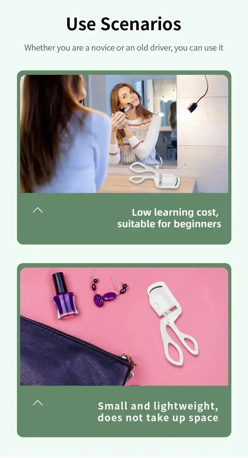 Electric Eyelash Curler USB Charging Model Fast Heating Portable Eye Lash Perm Shaping and Lasting Curling Thermal Eyelash Clip - ZeeBelle.com - Flyclothing LLC