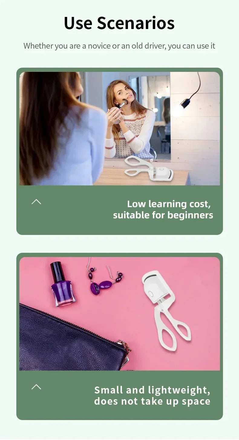 Electric Eyelash Curler USB Charging Model Fast Heating Portable Eye Lash Perm Shaping and Lasting Curling Thermal Eyelash Clip - ZeeBelle.com - Flyclothing LLC