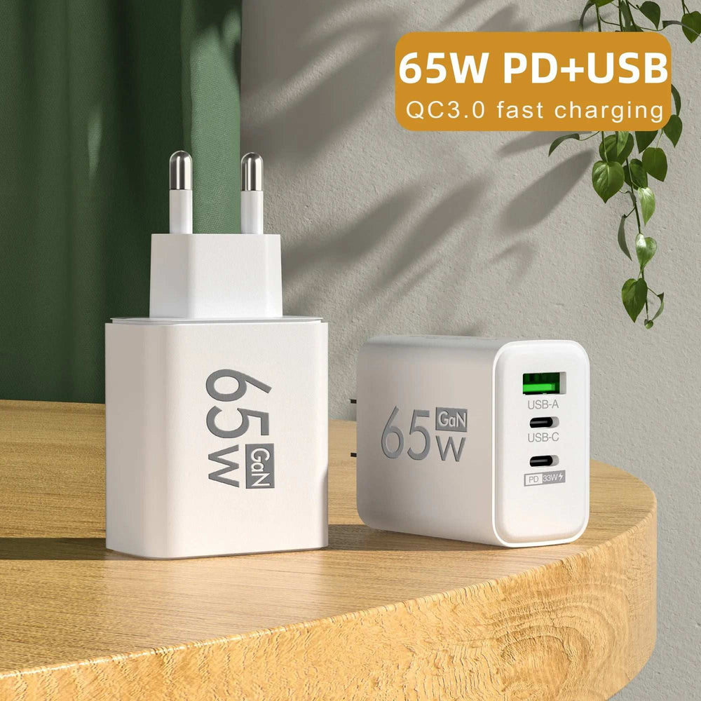 65W GaN USB C Charger Fast Charger QC3.0 Type C PD Mobile Phone Quick Charging Adapter for iPhone Samsung Xiaomi Wall Charger - ZeeBelle.com - Flyclothing LLC