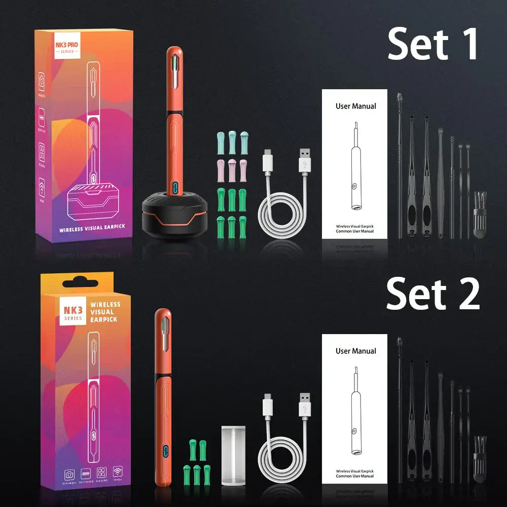 Ear Cleaner with Camera Set HD Ear Sticks Otoscope USB C Charging Endoscope Wax Removal Tool Earpick Ear Cleaning Set NK3 Pro - ZeeBelle.com - Flyclothing LLC
