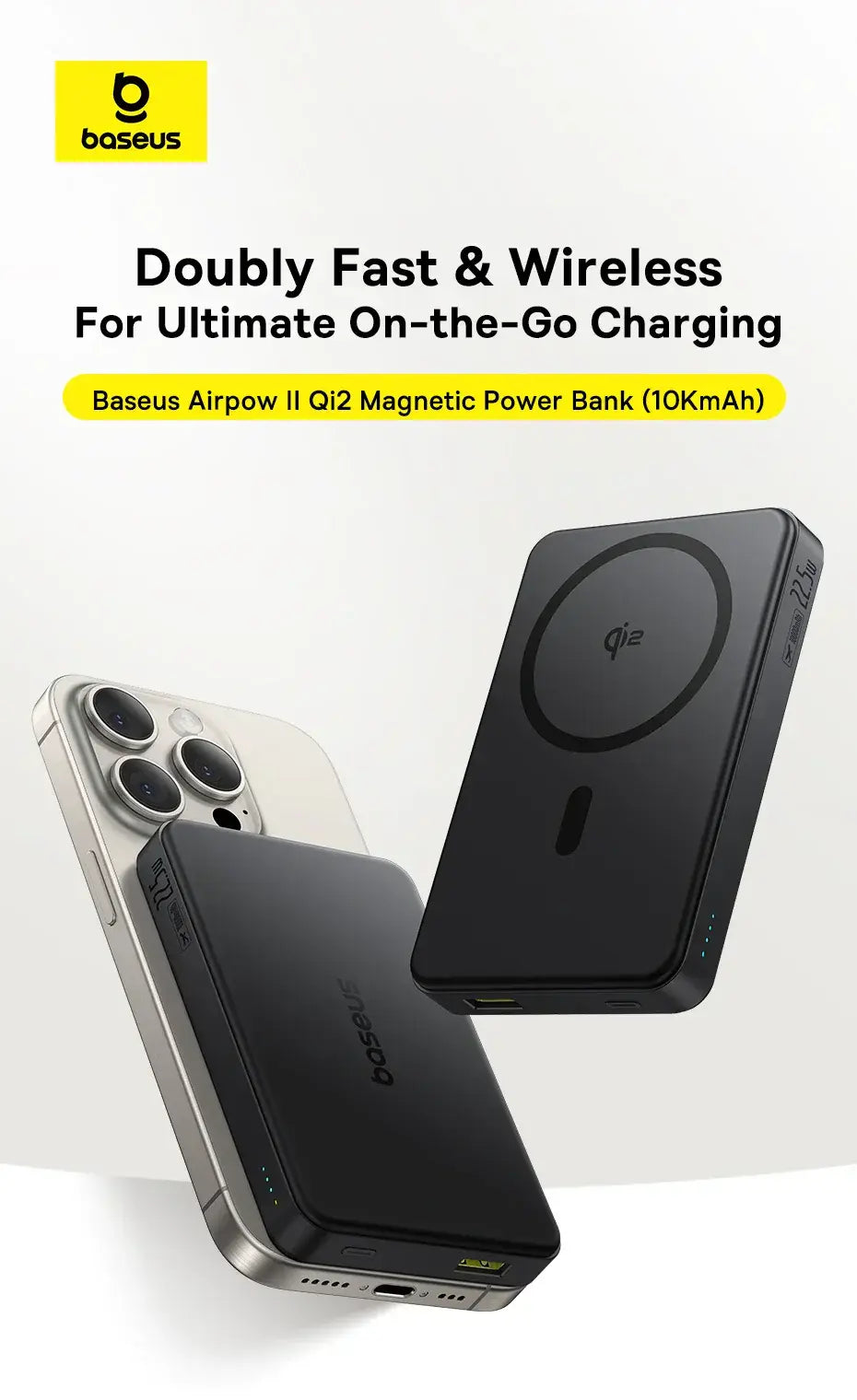 Baseus Magnetic Power Bank 22.5W Type C PowerBank Qi2 15W Wireless Charging External Battery For iPhone 16 15 14 13 Pro Max - ZeeBelle.com - Flyclothing LLC