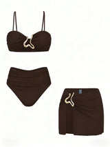 Seaside Sculpt 3-Piece Bikini & Sarong Set