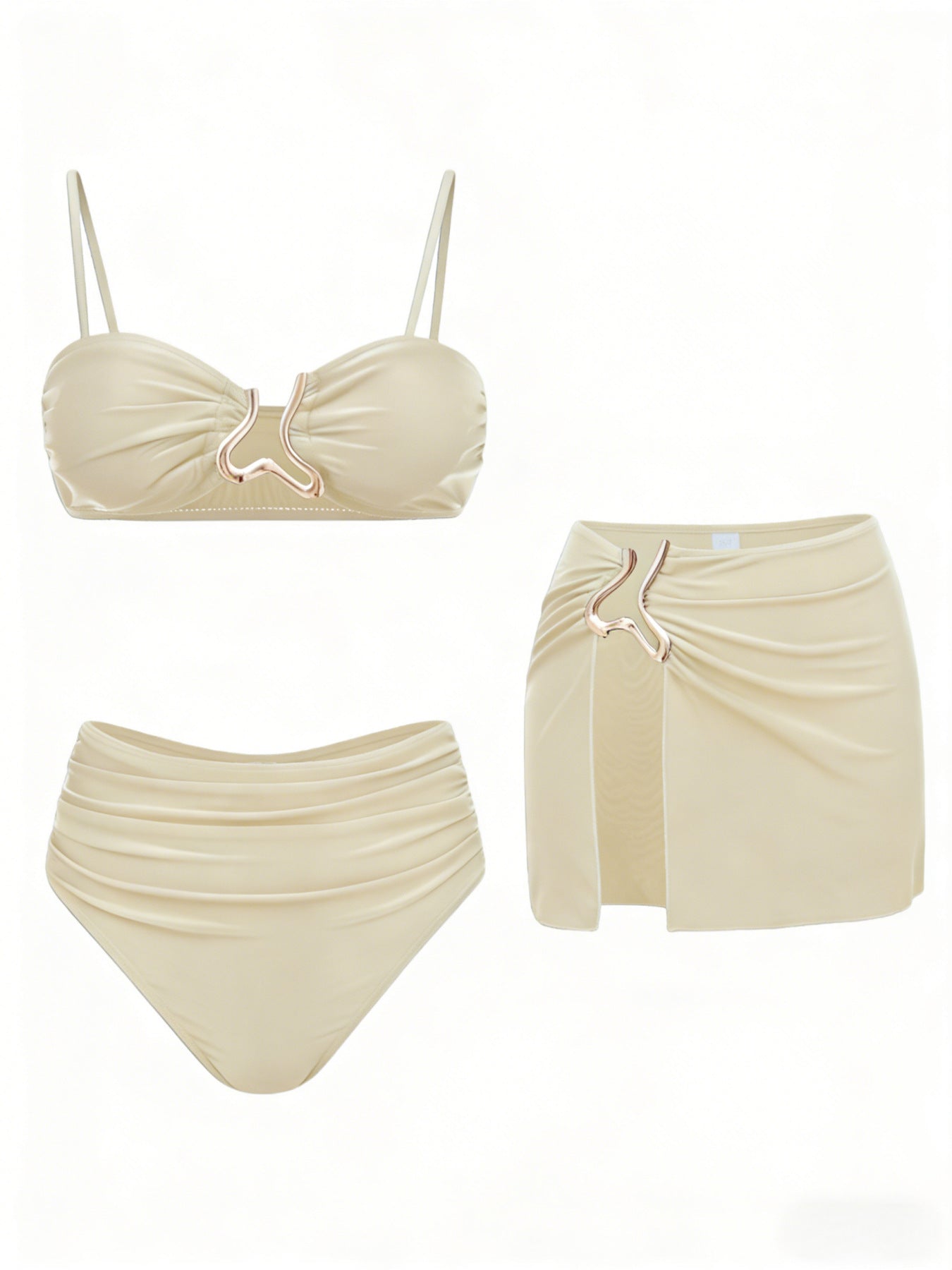 Seaside Sculpt 3-Piece Bikini & Sarong Set