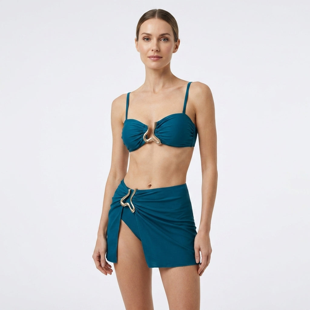 Seaside Sculpt 3-Piece Bikini & Sarong Set