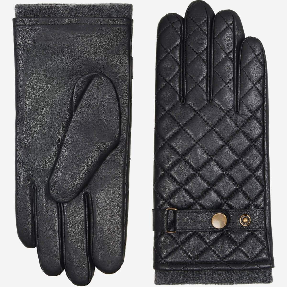Sebastian (black) – Sheepskin leather gloves with snap closure & touchscreen feature - Leather Gloves Online - Flyclothing LLC