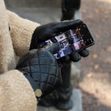 Sebastian (black) – Sheepskin leather gloves with snap closure & touchscreen feature - Leather Gloves Online - Flyclothing LLC