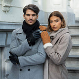 Sebastian (black) – Sheepskin leather gloves with snap closure & touchscreen feature - Leather Gloves Online - Flyclothing LLC