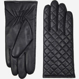 Selena (black) – Sheepskin leather gloves with diamond pattern and touchscreen feature - Leather Gloves Online - Flyclothing LLC
