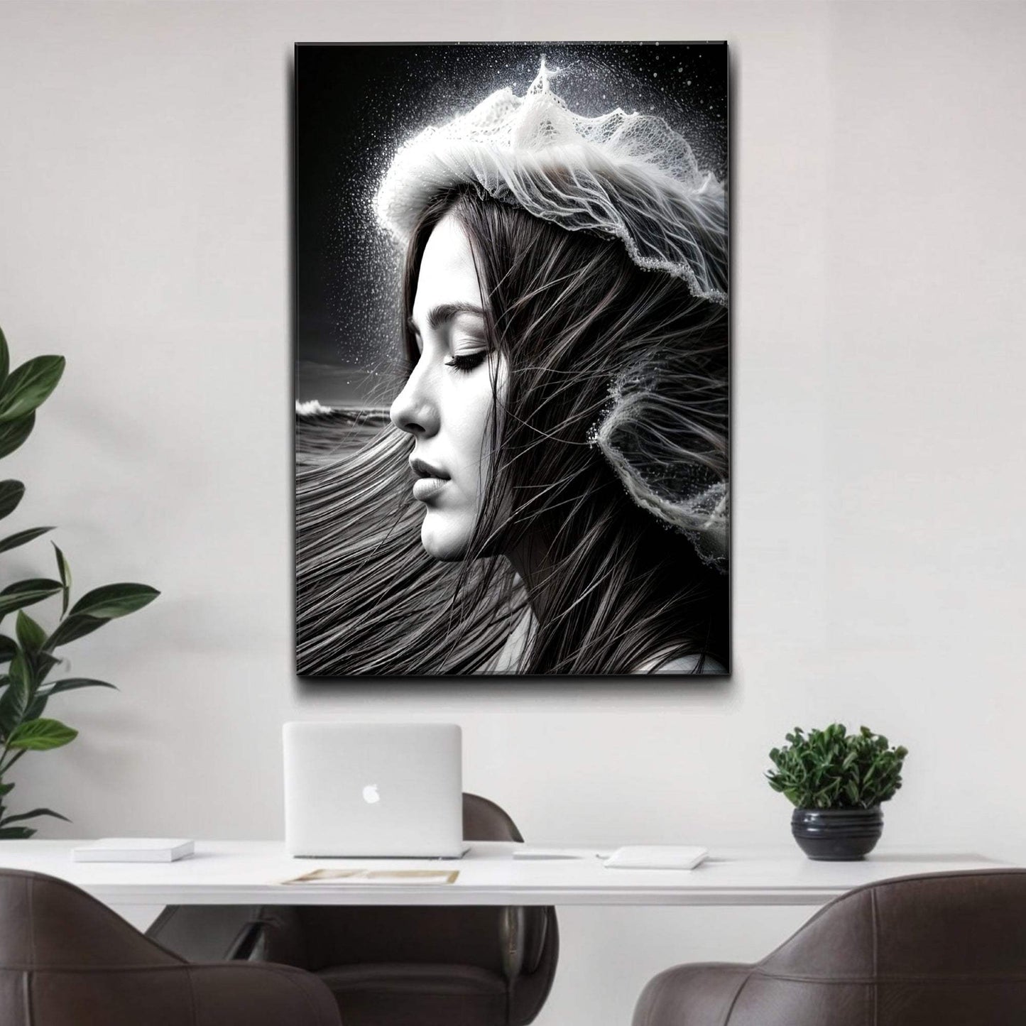 Monochrome Serene Woman Wall Art - Tailored Canvases - Flyclothing LLC