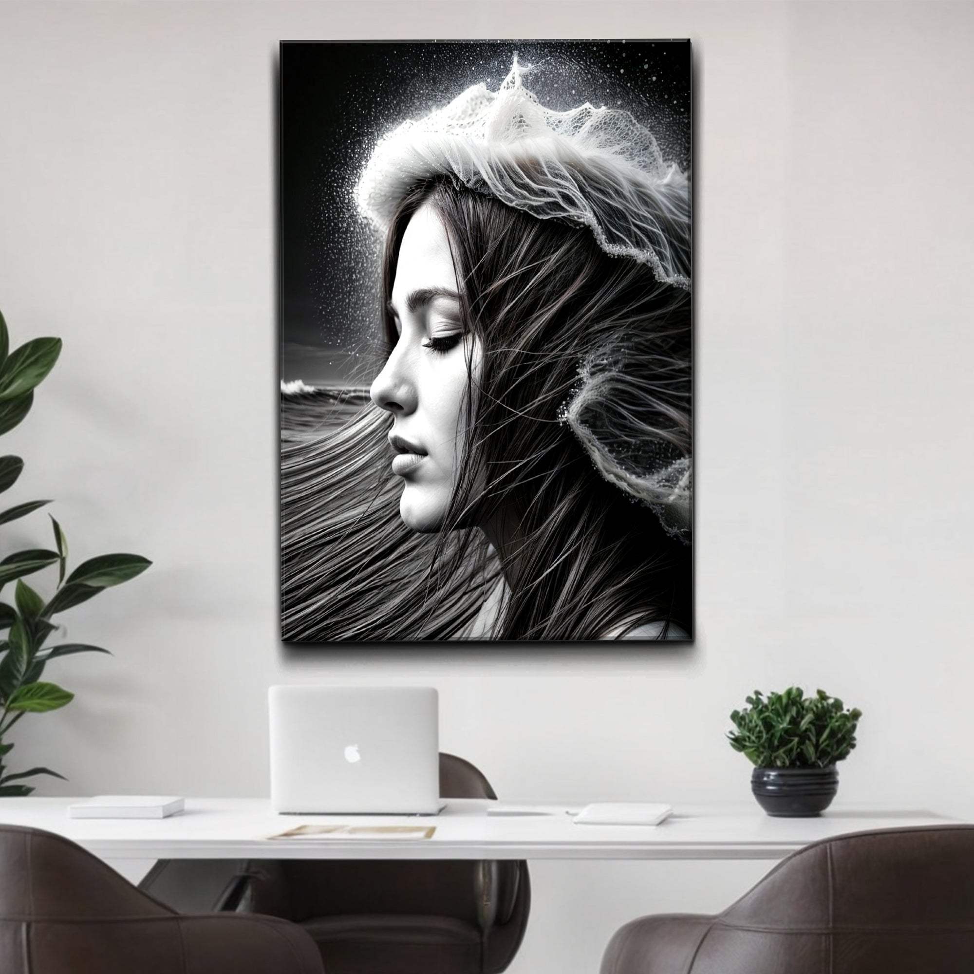 Monochrome Serene Woman Wall Art - Tailored Canvases - Flyclothing LLC