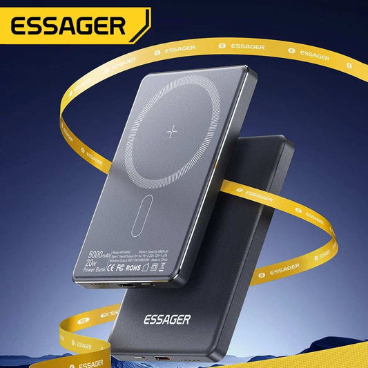 Essager Thin Wireless Power Bank Magnetic 20W 5000mAh Portable Fast Charging External Battery for Magsafe For iPhone 16 15 14 13 - ZeeBelle.com - Flyclothing LLC