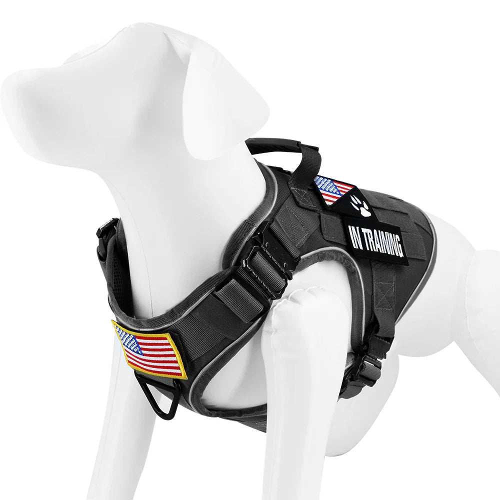 4 Metal Buckles Dog Harness Reflective Military Tactical Pet Training Walking Vest Soild Harnesses with Handle For Large Dogs - ZeeBelle.com - Flyclothing LLC