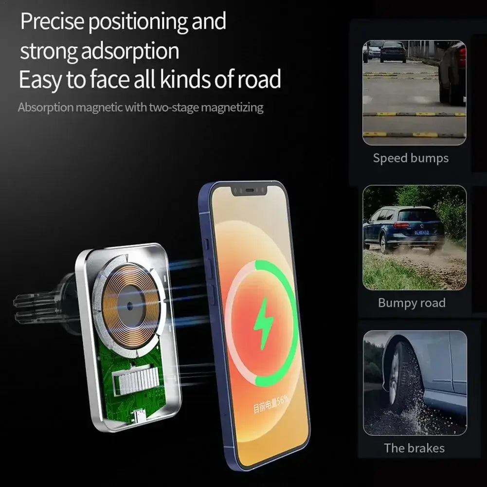 15W Qi Car Charger Type C Mobile Phone Magsafing Wireless Charger Car Mount Magnetic Holder For IPhone12 13 Pro Car Charging - ZeeBelle.com - Flyclothing LLC