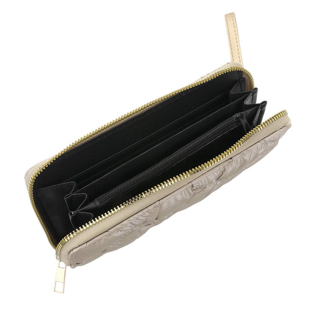 Shiny Faux Leather Padded Wallet with Wristlet - Madeline Love - Flyclothing LLC