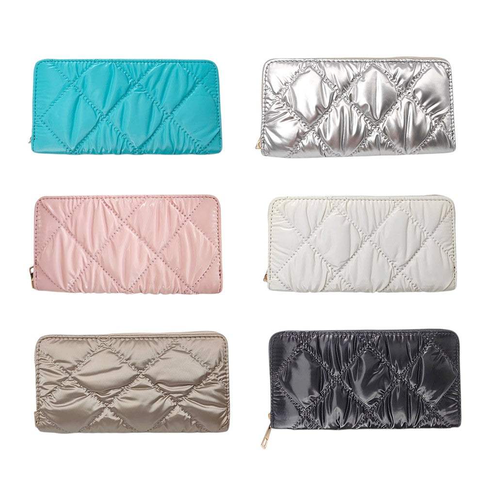 Shiny Faux Leather Padded Wallet with Wristlet - Madeline Love - Flyclothing LLC