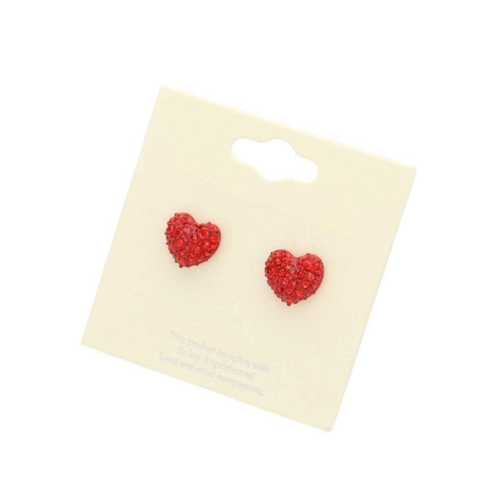 Crystal Pave Heart Stud Earrings - Madeline Love - Flyclothing LLC