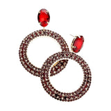 Crystal Rhinestone Open Circle Dangle Evening Earrings - Madeline Love - Flyclothing LLC