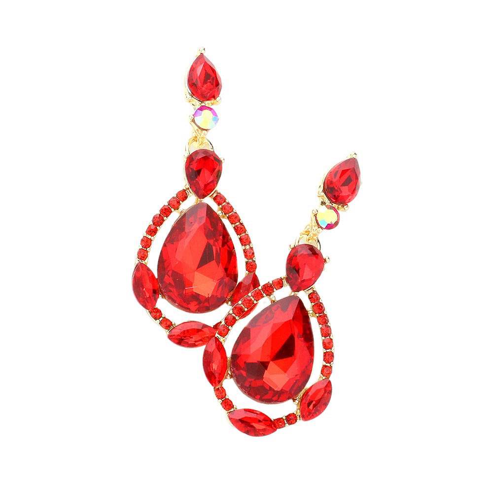 Crystal Rhinestone Teardrop Evening Earrings - Madeline Love - Flyclothing LLC