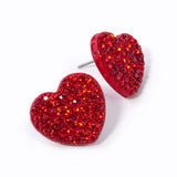Crystal Stone Paved Heart Stud Earrings - Madeline Love - Flyclothing LLC