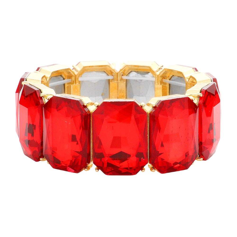 Emerald Cut Stone Stretch Evening Bracelet - Madeline Love - Flyclothing LLC
