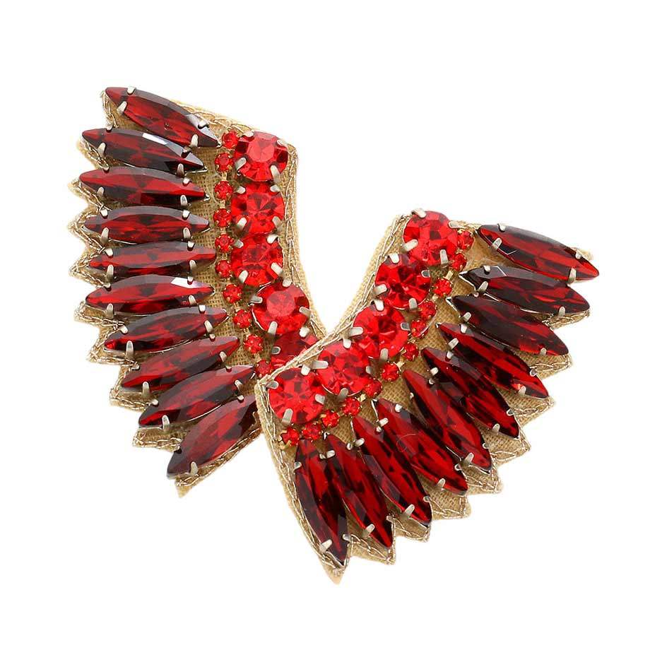Felt Back Multi Stone Embellished Wing Earrings - Madeline Love - Flyclothing LLC