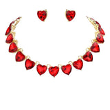 Heart Stone Link Evening Necklace Jewelry Set - Madeline Love - Flyclothing LLC