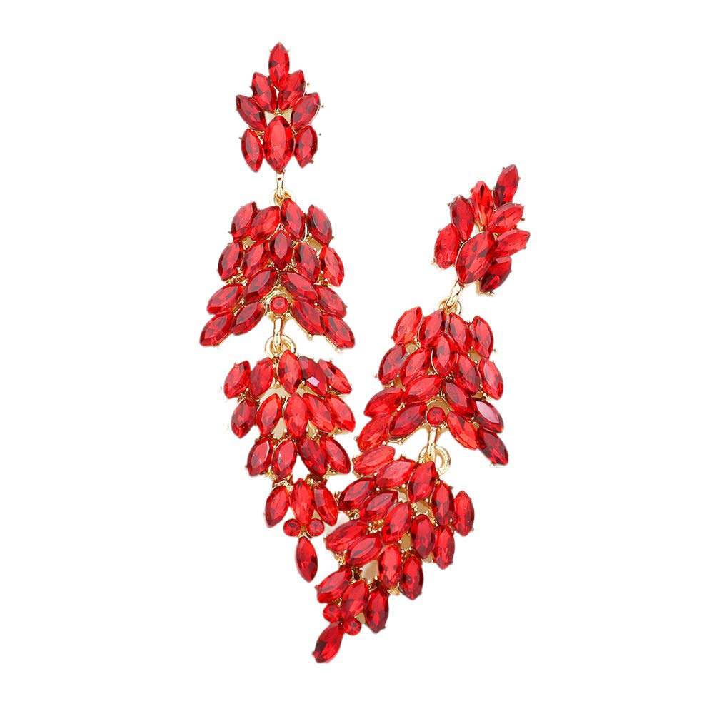 Marquise Crystal Cluster Drop Evening Earrings - Madeline Love - Flyclothing LLC