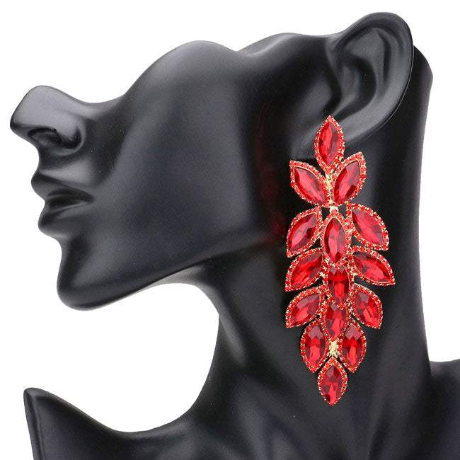 Marquise Stone Cluster Vine Dangle Evening Earrings - Madeline Love - Flyclothing LLC