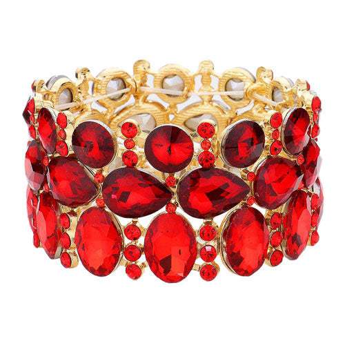 Multi Stone Cluster Evening Stretch Bracelet - Madeline Love - Flyclothing LLC