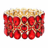Pear Crystal Floral Rhinestone Stretch Evening Bracelet - Madeline Love - Flyclothing LLC