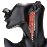 Rhinestone Fringe Drop Evening Earrings - Madeline Love - Flyclothing LLC