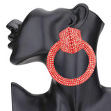 Rhinestone Pave Hexagon Open Circle Evening Earrings - Madeline Love - Flyclothing LLC
